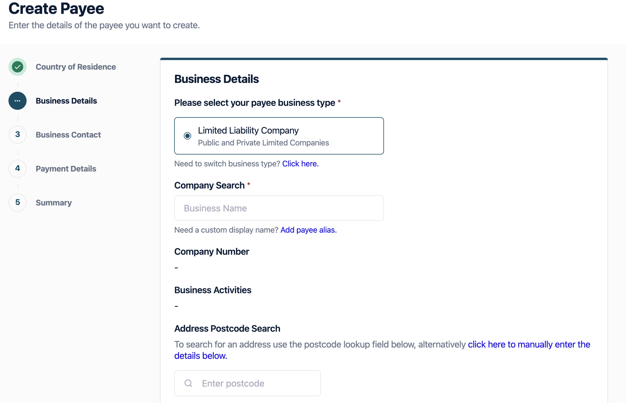 How to create a payee.